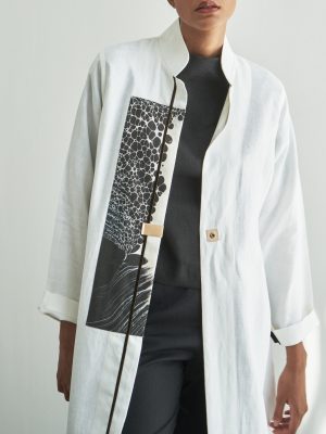 white liene with black art