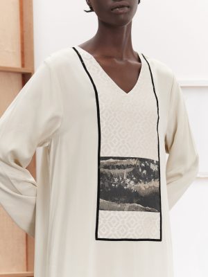 beige silk dress