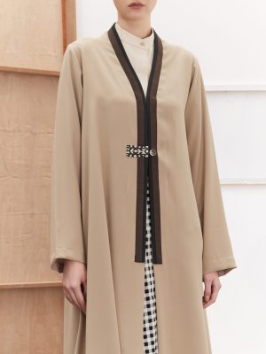 beige crepe abaya