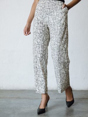 Beige print trouser