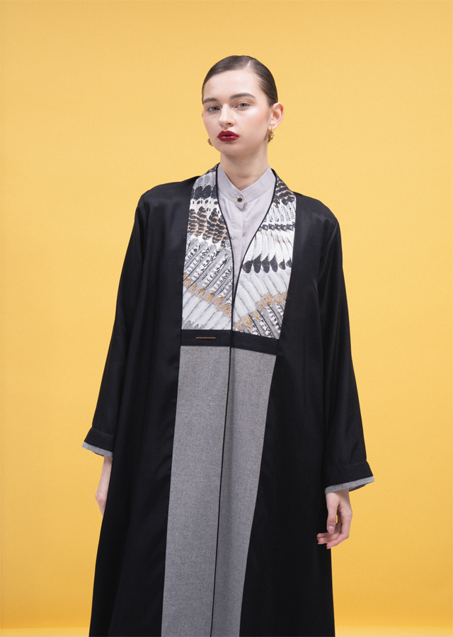 Black silk with gray